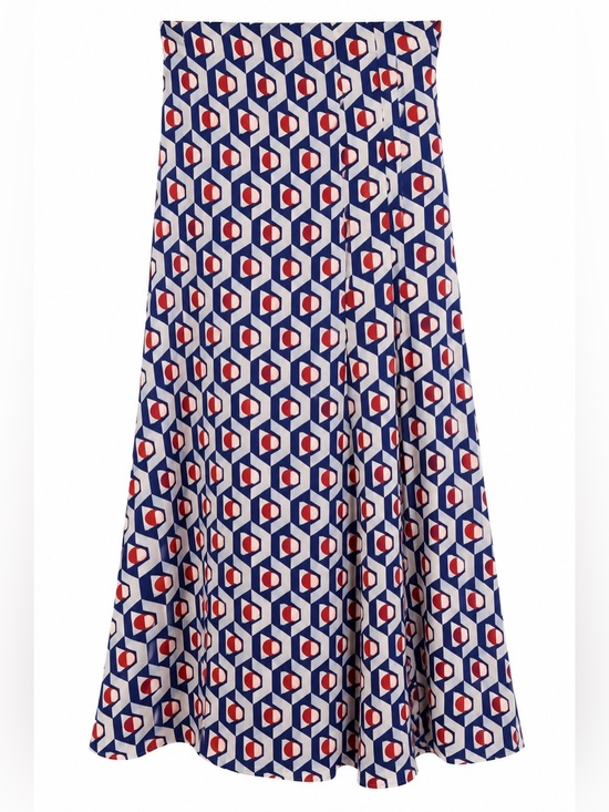 Zara Dresses & Skirts - Zara Geometric Blue Patterned Women's Midi Skirt
